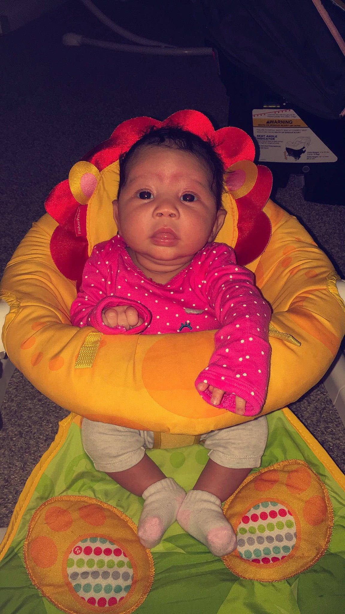 Storiee is registered to the contest to win money with this photo: baby, baby_toddler_clothing, beauty, cheek, child, facial_expression, finger, fun, happy, human, human_body, mouth, nose, orange, person, pink, purple, skin, sleeve, textile