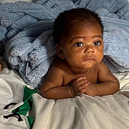 Kenneth is registered to the contest to win money with this photo: baby, infant, blanket, bed, bedding, child, cute, face, indoor, laying, looking, person, portrait, resting, skin, soft, toddler, young, expression, cozy