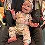 baby, infant, car_seat, headband, smiling, cute, clothing, pink, floral, happy, child, indoors, seat, foot, hand, person, portrait, head, baby_girl, comfortable