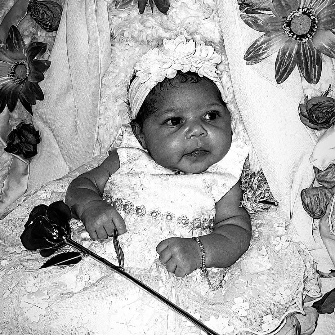 Jasanii Rose joined the competition — help win amazing prizes! adorable, artificial_flowers, baby, black_and_white, bracelet, child, close_up, cute, dress, fabric, feet, flower, flower_petals, hand, headband, infant, lace, lying_down, portrait, soft_texture