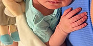 Kamila participe au concours pour gagner de l'argent avec cette photo : newborn, baby, sleeping, plush_toy, bunny, hand, foot, person, lap, blue_clothing, soft_toy, infant, cute, peaceful, closeup, skin, rest, comfort, toddler, child