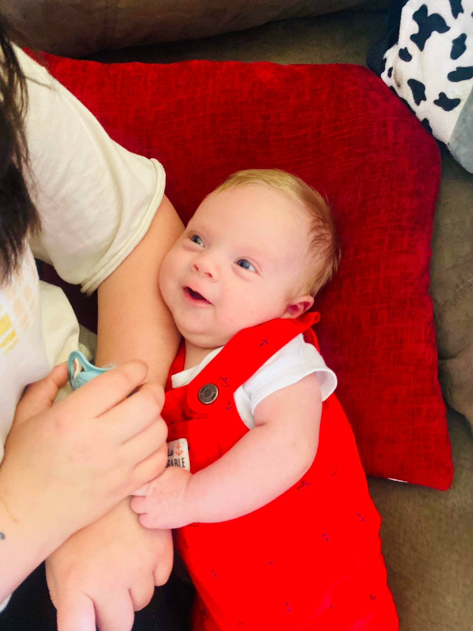 Karson joined the competition — help win amazing prizes! baby, baby_toddler_clothing, cheek, child, comfort, costume_hat, elbow, facial_expression, fun, gesture, happy, lap, nail, pattern, person, product, sitting, skin, sleeve, thumb