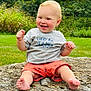 Jaxon is registered to the contest to win money with this photo: toddler, child, smiling, outdoor, grass, rock, greenery, shorts, tshirt, happy, barefoot, nature, summer, cute, sitting, portrait, baby, fun, playful, daylight