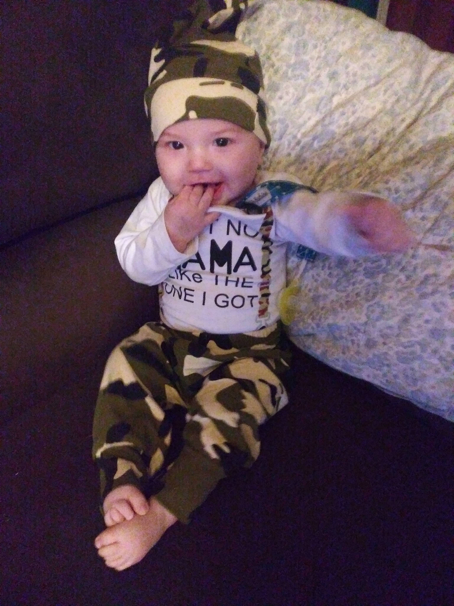 Johnathon is registered to the contest to win money with this photo: baby, child, headwear, person, smile, toddler