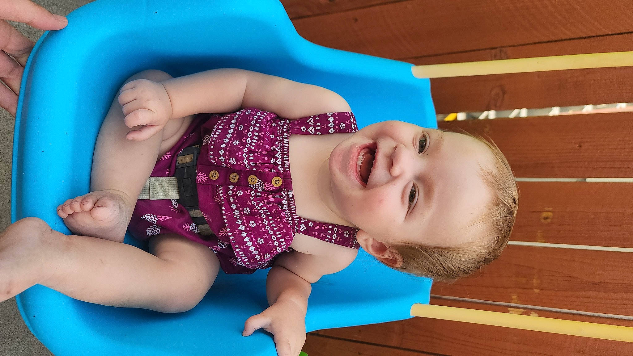 Katie joined the competition — help win amazing prizes! baby_toddler_clothing, blue, eye, facial_expression, finger, fun, hairstyle, happy, human, human_body, joint, joy, leg, leisure, mouth, person, pink, purple, skin, smile