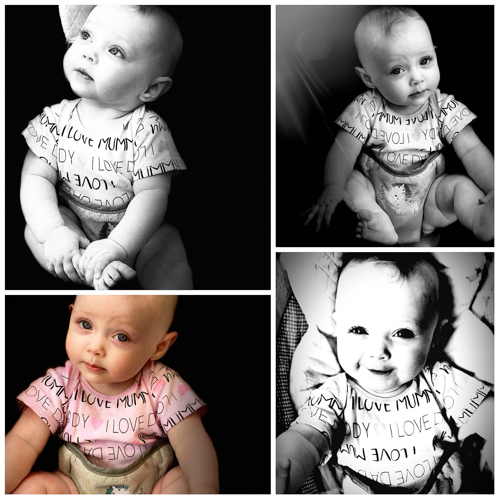 Summer is registered to the contest to win money with this photo: baby, baby_making_funny_faces, black_and_white, cheek, child, collage, design, face, facial_expression, head, human, iris, monochrome_photography, people, person, photo_caption, photograph, photography, portrait_photography, smile