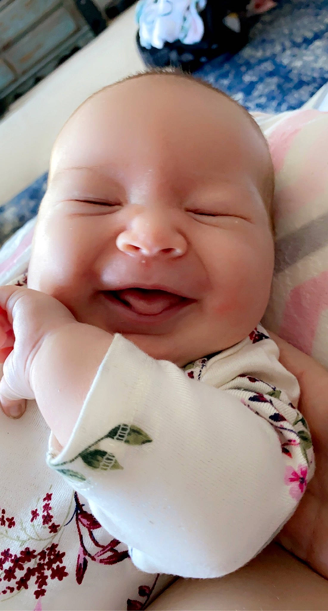 Arlowe joined the competition — help win amazing prizes! baby, baby_toddler_clothing, beauty, cheek, child, chin, close_up, collar, face, facial_expression, finger, happy, headwear, iris, mouth, person, pink, product, skin, sleeve