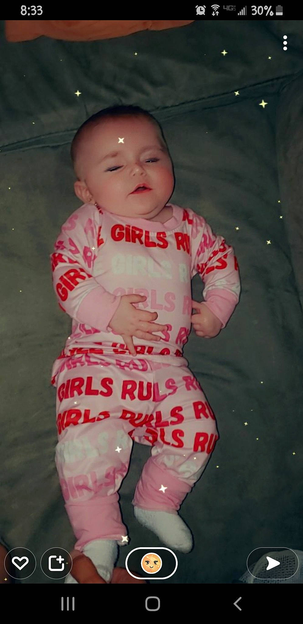 Cecilia is registered to the contest to win money with this photo: baby, baby_toddler_clothing, cheek, child, flash_photography, fun, happy, human_body, leg, mouth, person, personal_protective_equipment, pink, skin, sleeve, space, t_shirt, textile, thigh, toddler