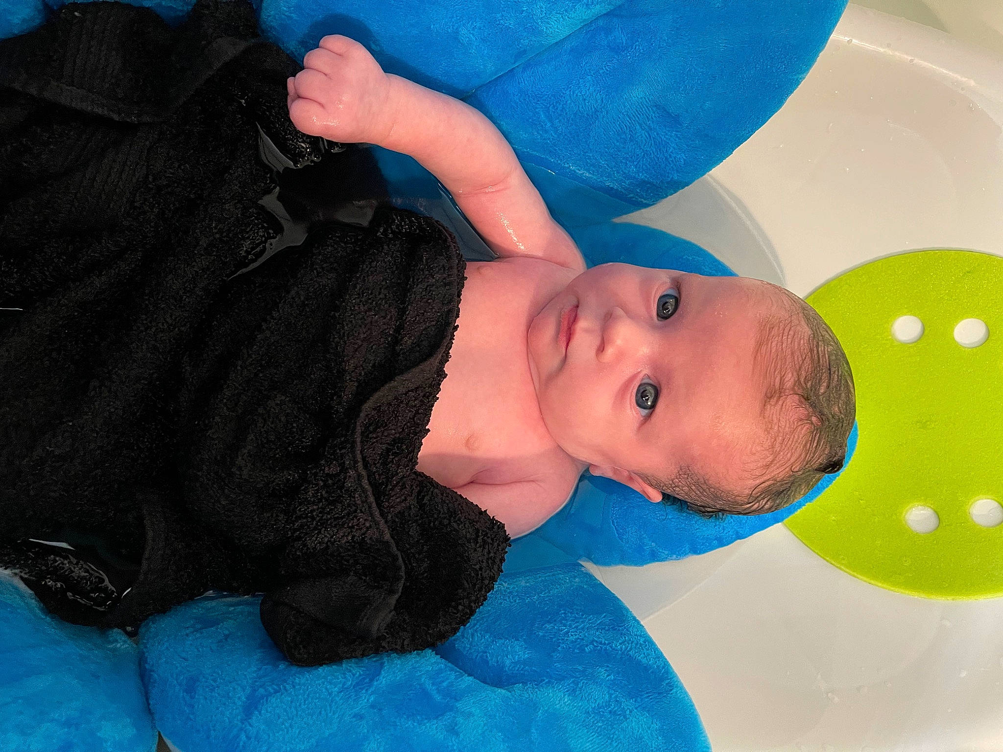 Kora joined the competition — help win amazing prizes! baby, baby_products, baby_toddler_clothing, blue, cheek, child, comfort, electric_blue, fun, happy, leisure, linens, pattern, person, plastic, sleeve, textile, toddler