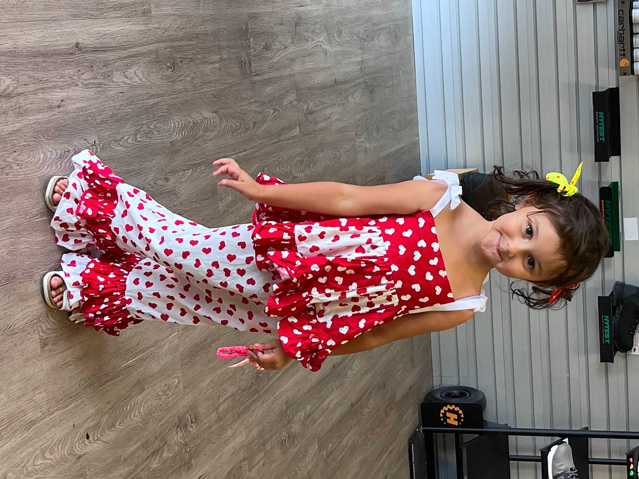 Ella joined the competition — help win amazing prizes! carmine, day_dress, fashion_design, flooring, foot, fun, happy, human_leg, joy, knee, magenta, pattern, person, plaid, sandal, sitting, tartan, textile, thigh, trunk