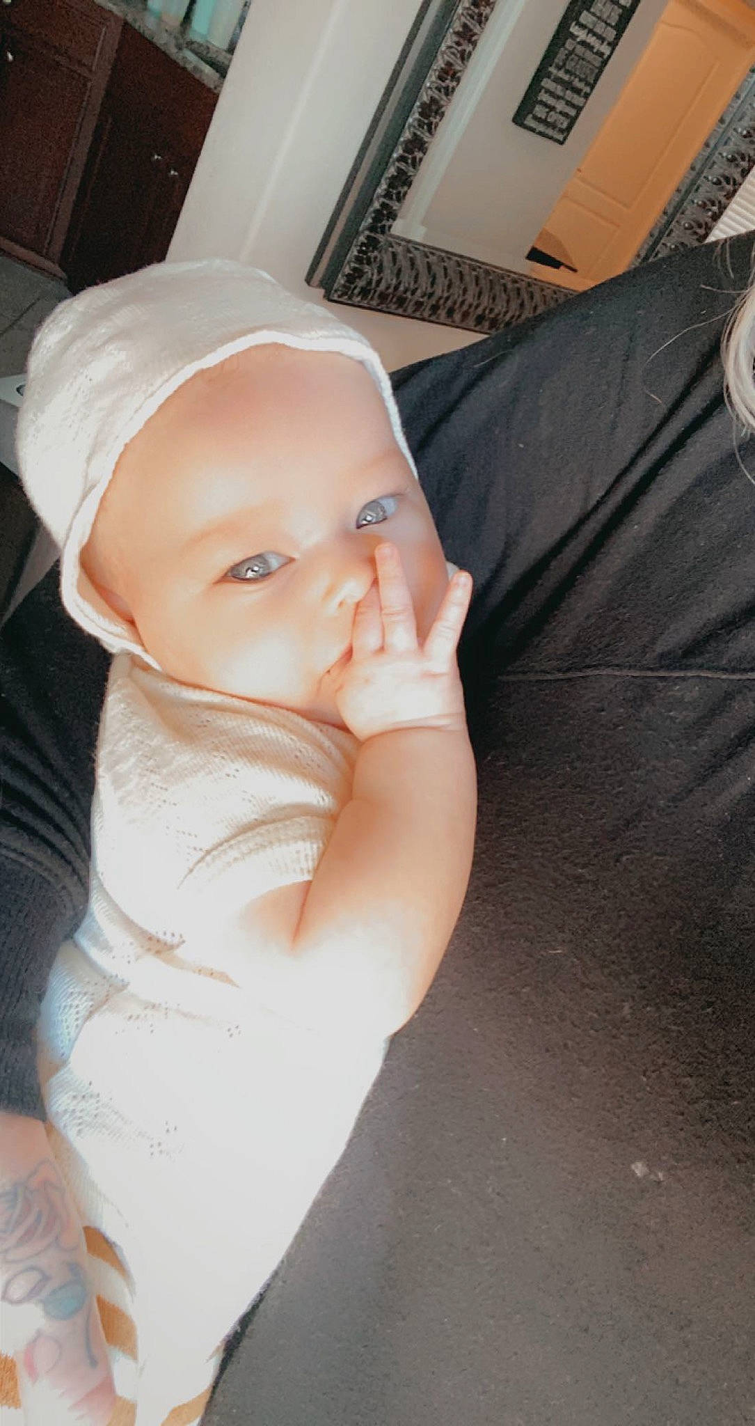 Kali joined the competition — help win amazing prizes! baby, baby_toddler_clothing, cap, cheek, child, comfort, cool, elbow, eyebrow, finger, fun, gesture, happy, hat, mouth, person, skin, sleeve, smile, thumb