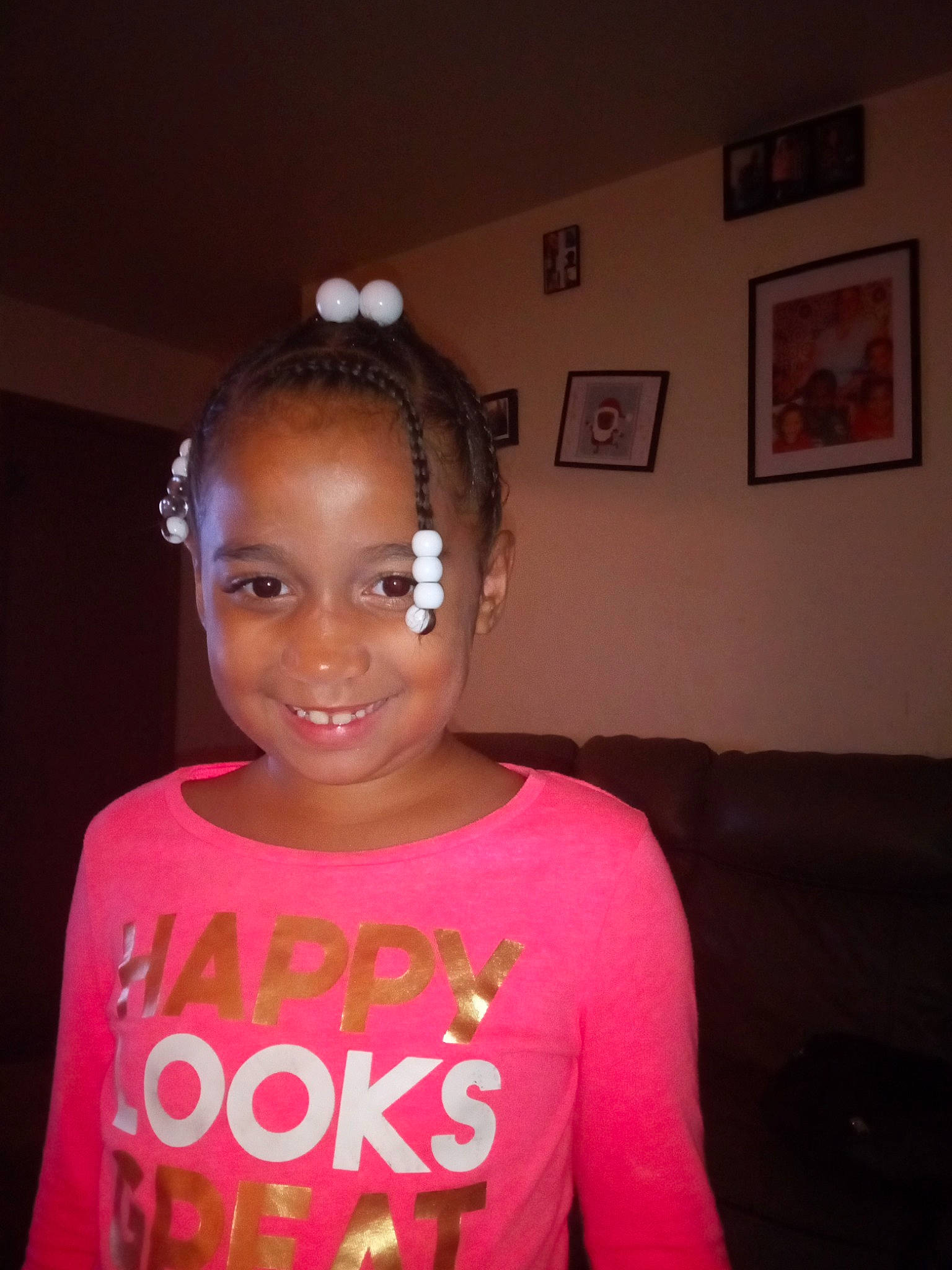 Essence is registered to the contest to win money with this photo: audio_equipment, baby_toddler_clothing, cheek, child, chin, cool, eyebrow, eyelash, forehead, fun, happy, headband, joy, magenta, person, picture_frame, room, skin, sleeve, smile