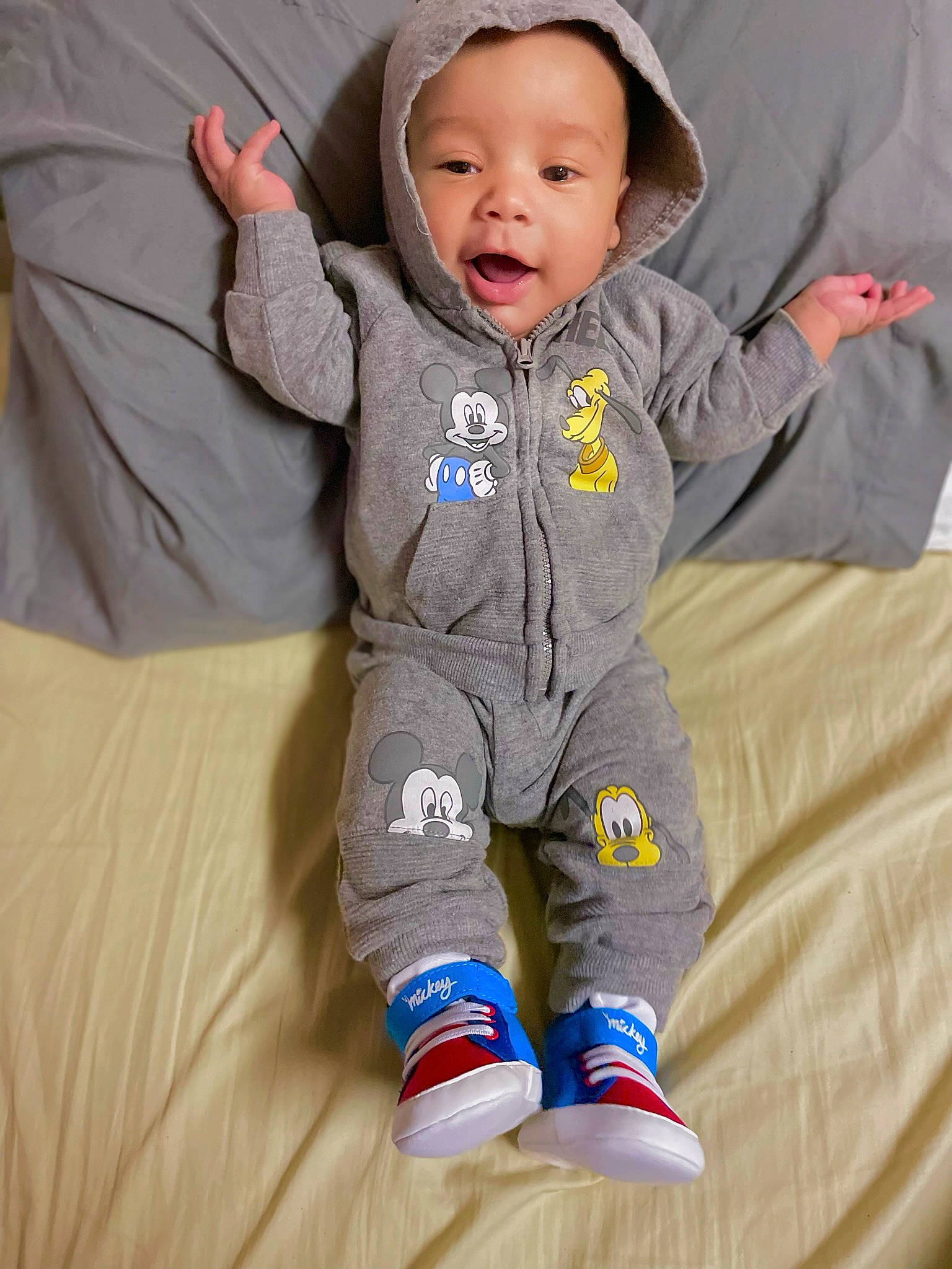 Jaxon joined the competition — help win amazing prizes! baby, baby_toddler_clothing, cheek, child, comfort, electric_blue, eye, face, finger, foot, fun, gesture, happy, human_leg, person, sitting, sleeve, smile, textile, thumb