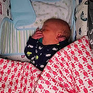 Hunter Gray joined the competition — help win amazing prizes! baby, bed, blanket, child, clothing, cozy, cute, indoors, infant, newborn, pattern, peaceful, person, pillow, portrait, quilt, rest, sleep, sleeping, soft