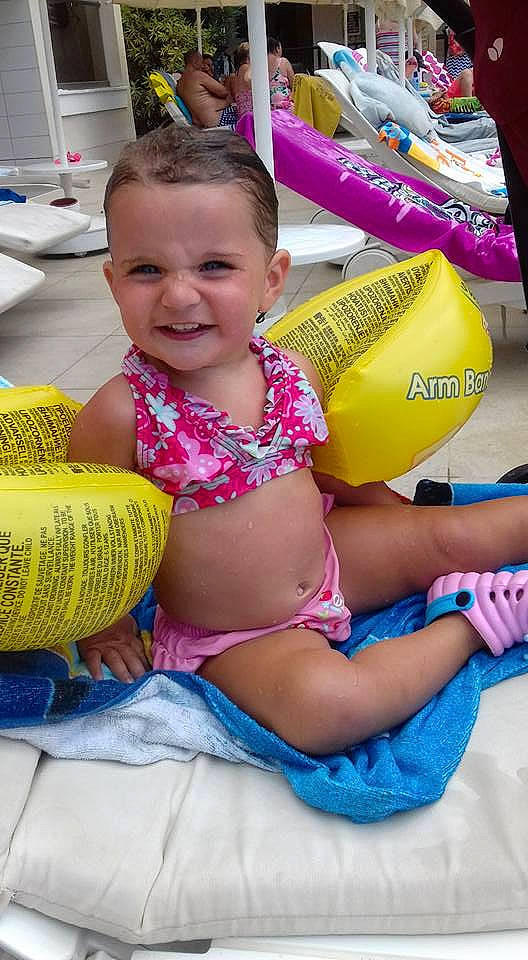 Isabella-rose is registered to the contest to win money with this photo: abdomen, child, fun, girl, infant, joy, leg, person, pink, play, product, smile, summer, swimwear, toddler, trunk, undergarment, vacation