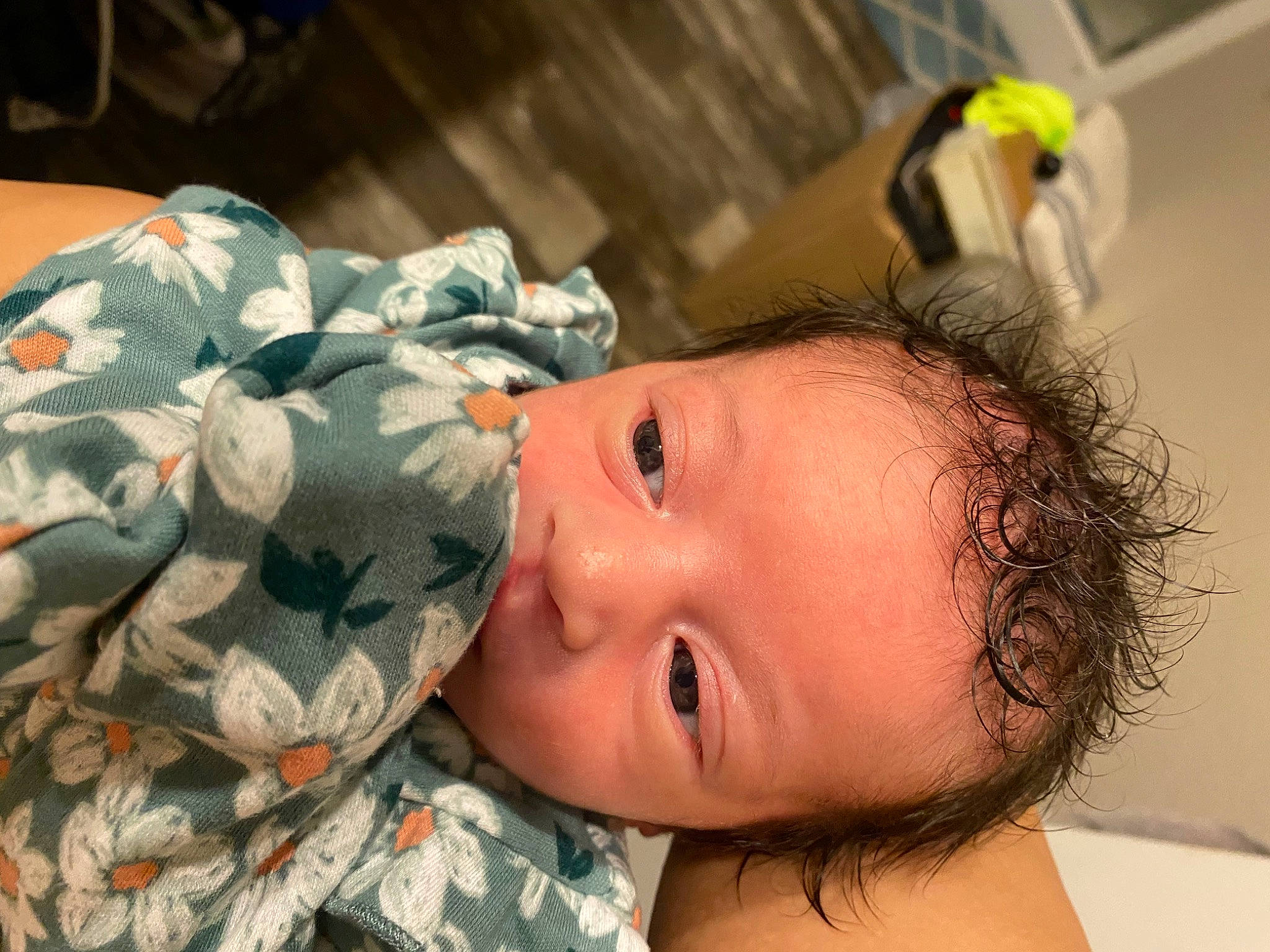 Stella Rose joined the competition — help win amazing prizes! baby, bathing, camouflage, cheek, comfort, ear, eye, eyelash, face, happy, human_body, military_camouflage, military_person, military_uniform, mouth, neck, nose, person, skin, smile