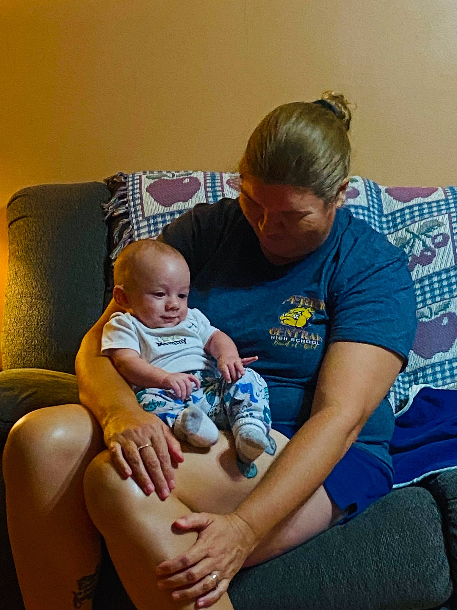 Myles joined the competition — help win amazing prizes! abdomen, arm, baby, comfort, couch, eye, happy, human_leg, joint, knee, lap, leg, leisure, mouth, people, person, sitting, t_shirt, thigh, toddler
