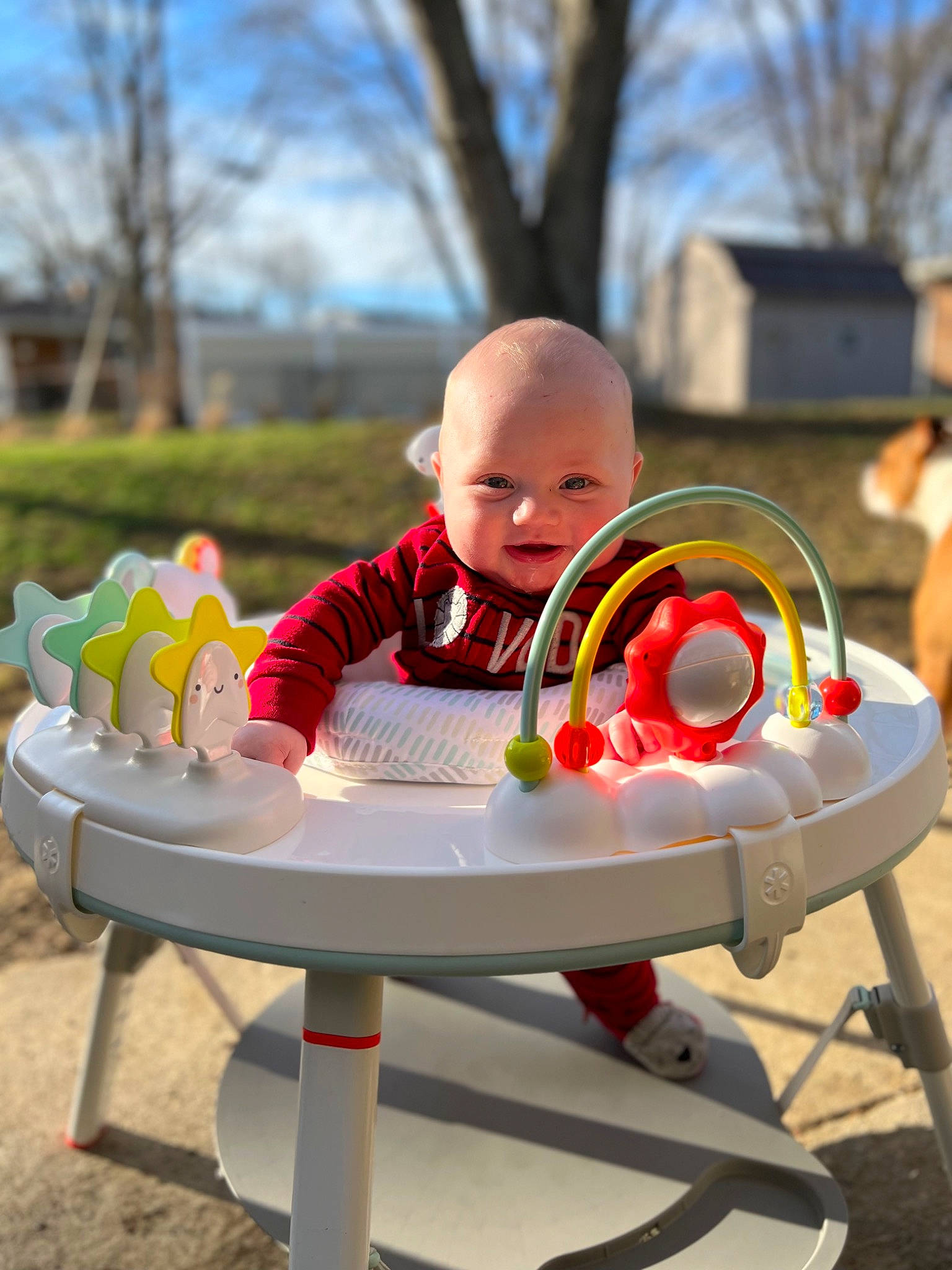 Chayce joined the competition — help win amazing prizes! baby, baby_playing_with_toys, baby_products, baby_toddler_clothing, child, city, facial_expression, fun, grass, happy, head, leisure, outdoor_play_equipment, person, personal_protective_equipment, recreation, sky, table, toddler, toy