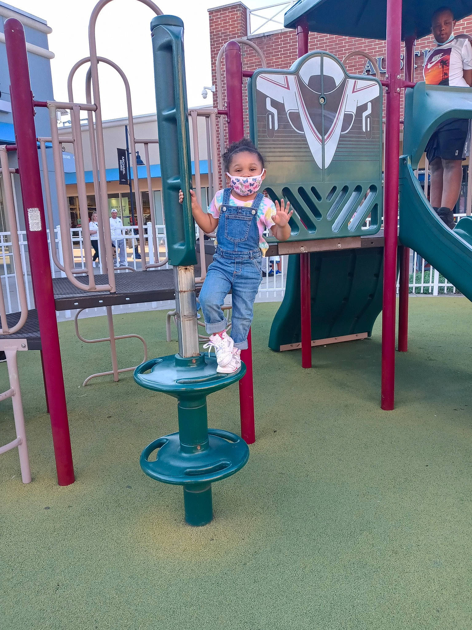 Charli joined the competition — help win amazing prizes! baby, balance, child, chute, city, electric_blue, fun, leisure, magenta, outdoor_play_equipment, person, play, playground, recreation, red, room, shorts, smile, t_shirt, toddler