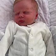 Harland joined the competition — help win amazing prizes! baby, bed, blanket, child, cozy, cute, fabric, face, head, human, infant, newborn, onesie, peaceful, portrait, rest, skin, sleeping, soft_texture, white_clothing