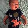 Leo is registered to the contest to win money with this photo: baby, infant, onesie, fox, animal_print, cute, lying_down, blanket, quilted, soft, clothing, child, newborn, small_hands, face, portrait, casual, indoor, sleepwear, resting