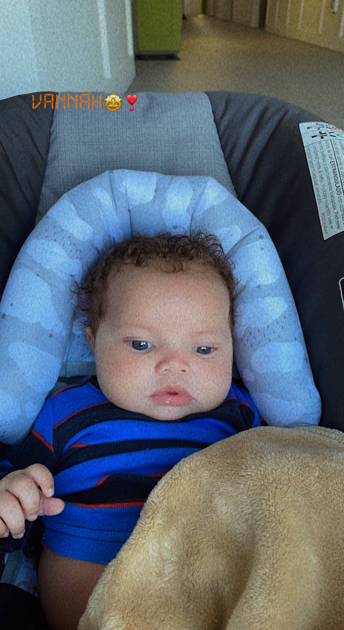 Osiah is registered to the contest to win money with this photo: azure, baby, baby_products, baby_sleeping, baby_toddler_clothing, blue, cheek, child, comfort, electric_blue, face, finger, linens, nail, nose, person, product, room, sitting, skin