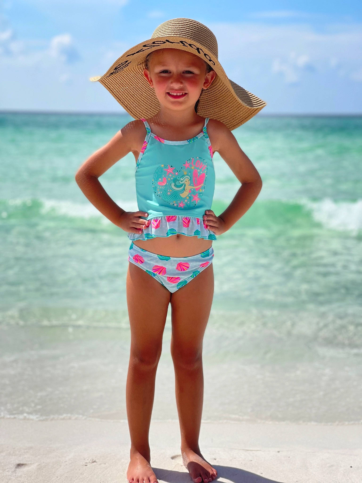Blake joined the competition — help win amazing prizes! azure, beach, blue, clothing, cloud, eye, happy, hat, headgear, headwear, joy, leisure, one_piece_swimsuit, people_on_beach, person, skin, sky, smile, sun_hat, swimwear