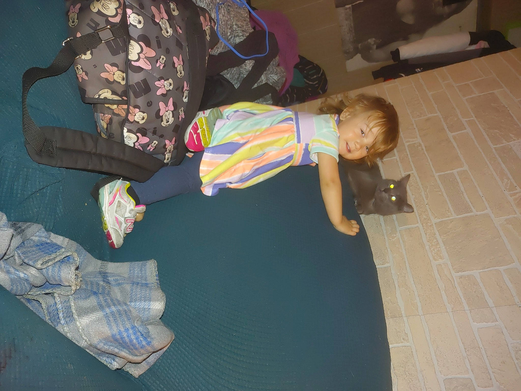 Katrina joined the competition — help win amazing prizes! child, comfort, floor, flooring, foot, fun, hardwood, human_leg, joint, knee, pattern, person, room, sandal, sitting, sock, t_shirt, thigh, toddler, wood