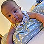 Aahil joined the competition — help win amazing prizes! baby, infant, face, arm, pillow, patterned, drool, curious, indoor, person, child, cute, expression, clothing, sleeveless, skin, head, lying, closeup, portrait
