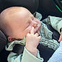 baby, blanket, car_seat, child, closeup, clothing, cute, face, gesture, hand, head, indoor, infant, newborn, peaceful, portrait, resting, seatbelt, sleeping, soft