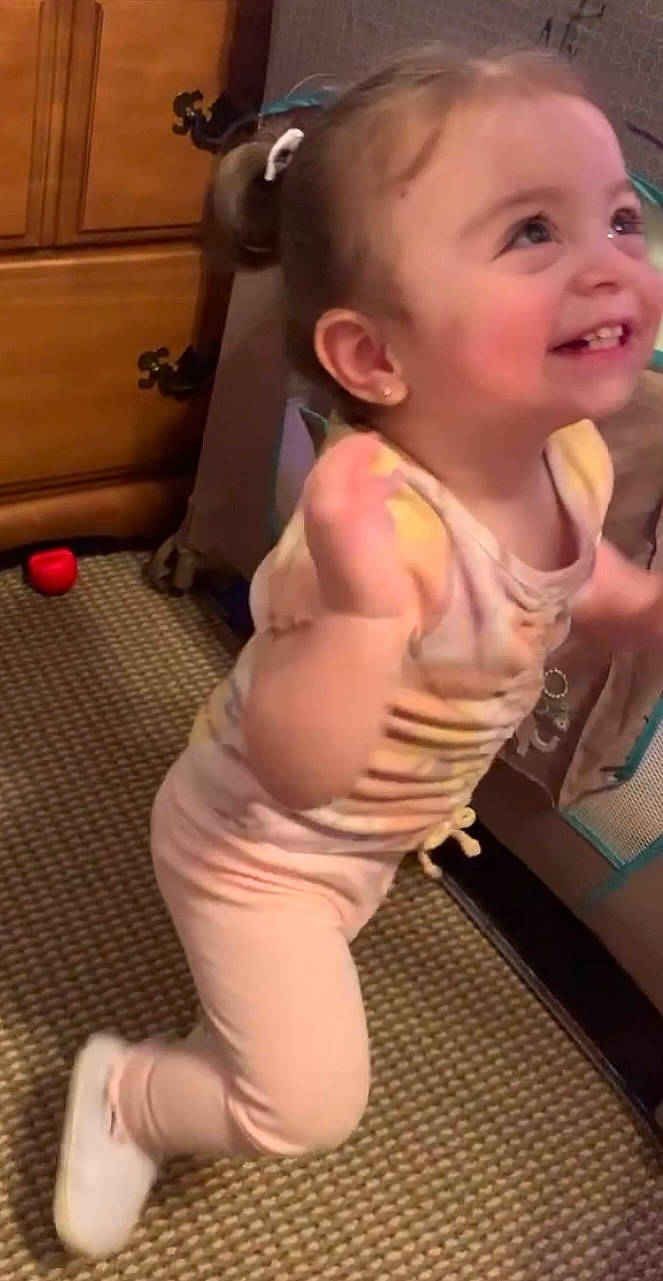 Gracie Lovee joined the competition — help win amazing prizes! arm, baby, baby_toddler_clothing, cheek, chest, face, happy, joint, knee, leg, mouth, neck, nose, person, pink, skin, smile, thigh, thumb, toddler