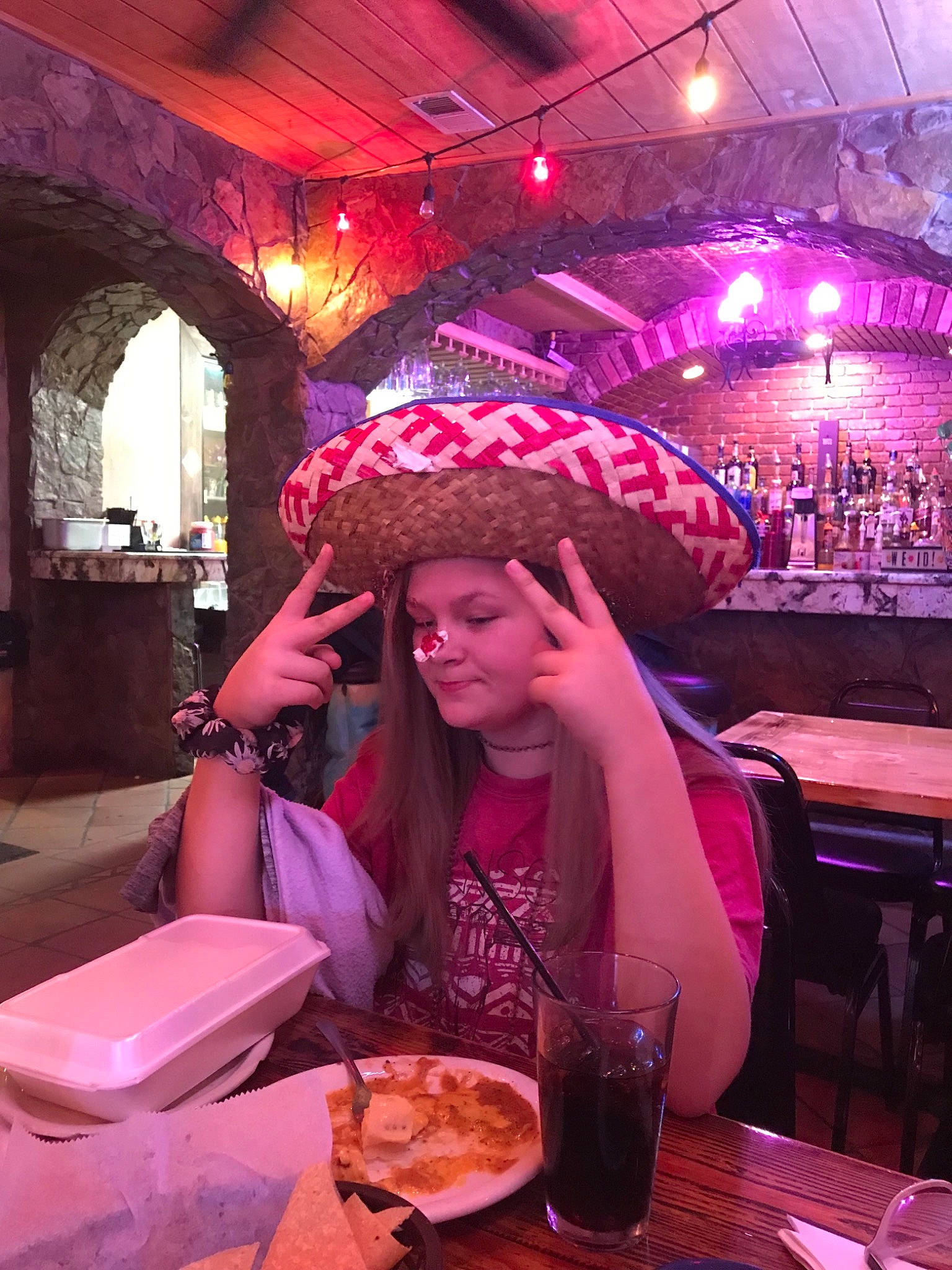 Ashleigh joined the competition — help win amazing prizes! fun, girl, joy, magenta, person, pink, purple, restaurant