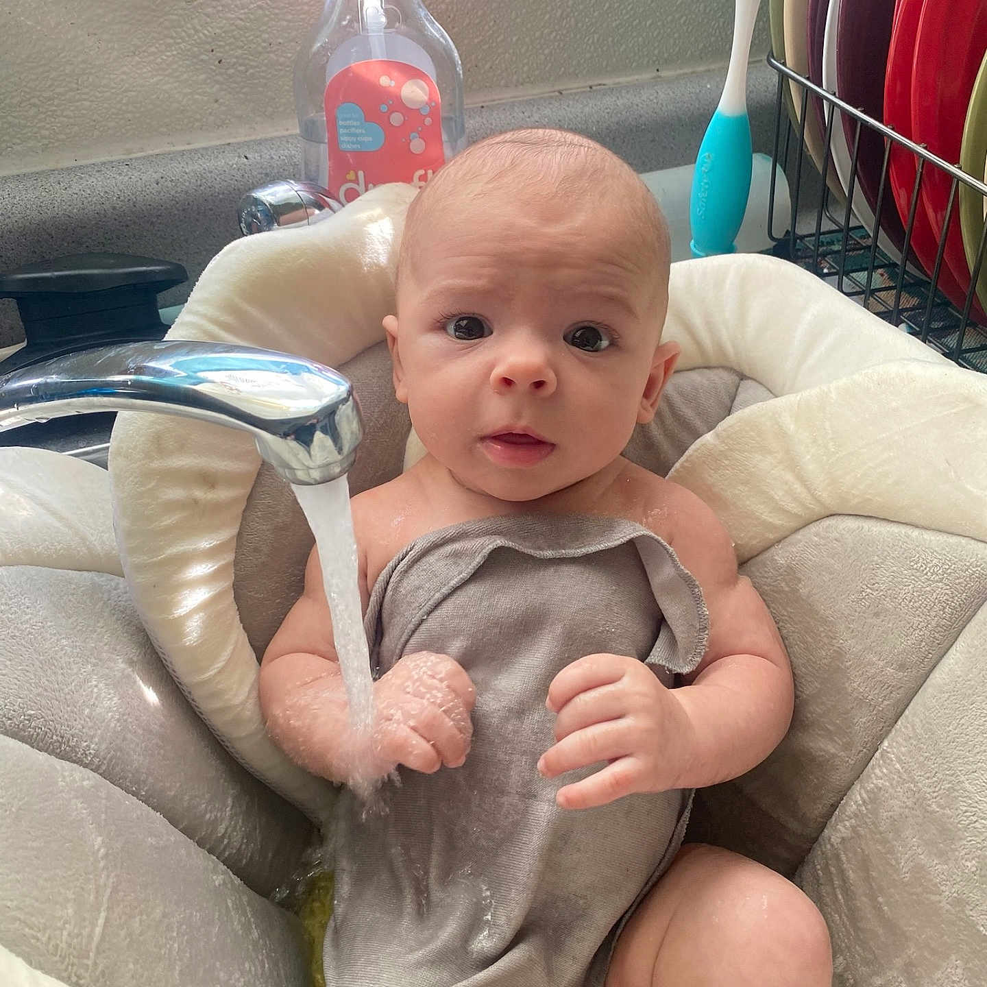 Barrett joined the competition — help win amazing prizes! baby, bottle, brush, chair, couch, cushion, cutlery, device, face, furniture, head, homedecor, person, photography, plant, portrait, sitting, spoon, tool, toothbrush