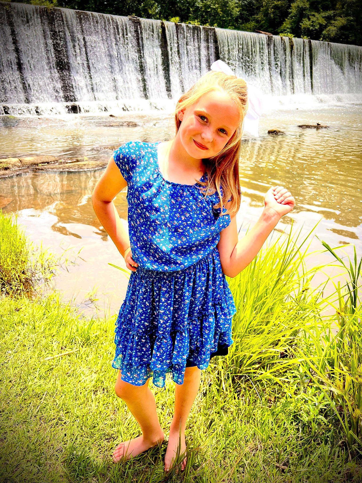 Braylie joined the competition — help win amazing prizes! beauty, botany, day_dress, dress, fun, grass, green, happy, joy, leisure, natural_landscape, nature, one_piece_garment, people_in_nature, person, photograph, plant, summer, tree, water