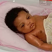 Phynex joined the competition — help win amazing prizes! baby, bathtub, water, towel, infant, curly_hair, skin, child, bath_time, pink, white, indoors, young, cute, resting, face, portrait, newborn, relaxed, clean