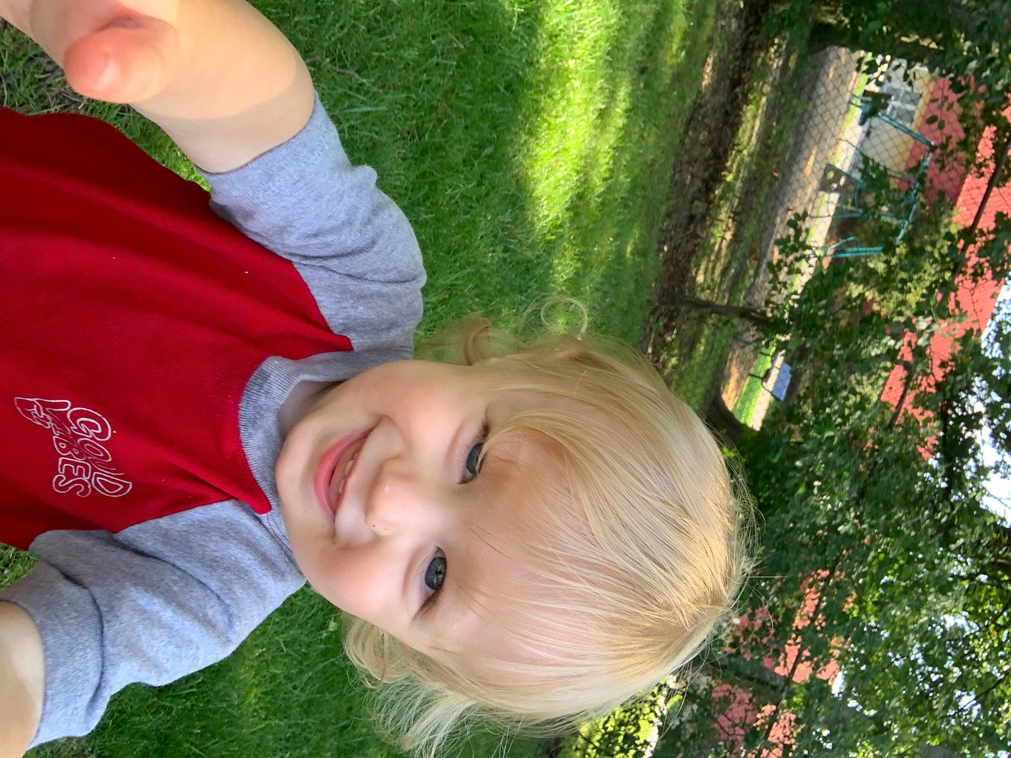 Kobe joined the competition — help win amazing prizes! blond, child, chin, fun, gesture, grass, green, happy, joy, lawn, leaf, leisure, light, nose, people_in_nature, person, plant, smile, spring, summer