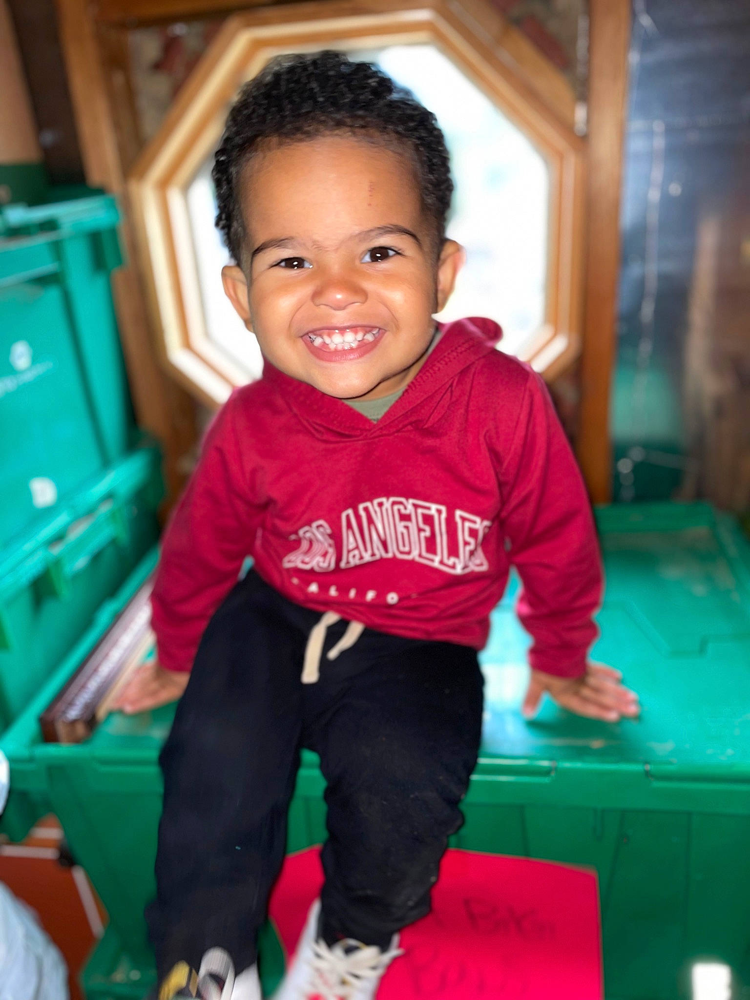 Kylo joined the competition — help win amazing prizes! baby, baby_toddler_clothing, cheek, child, electric_blue, eye, fun, green, hair, happy, head, joy, leisure, person, play, room, sitting, skin, sleeve, smile