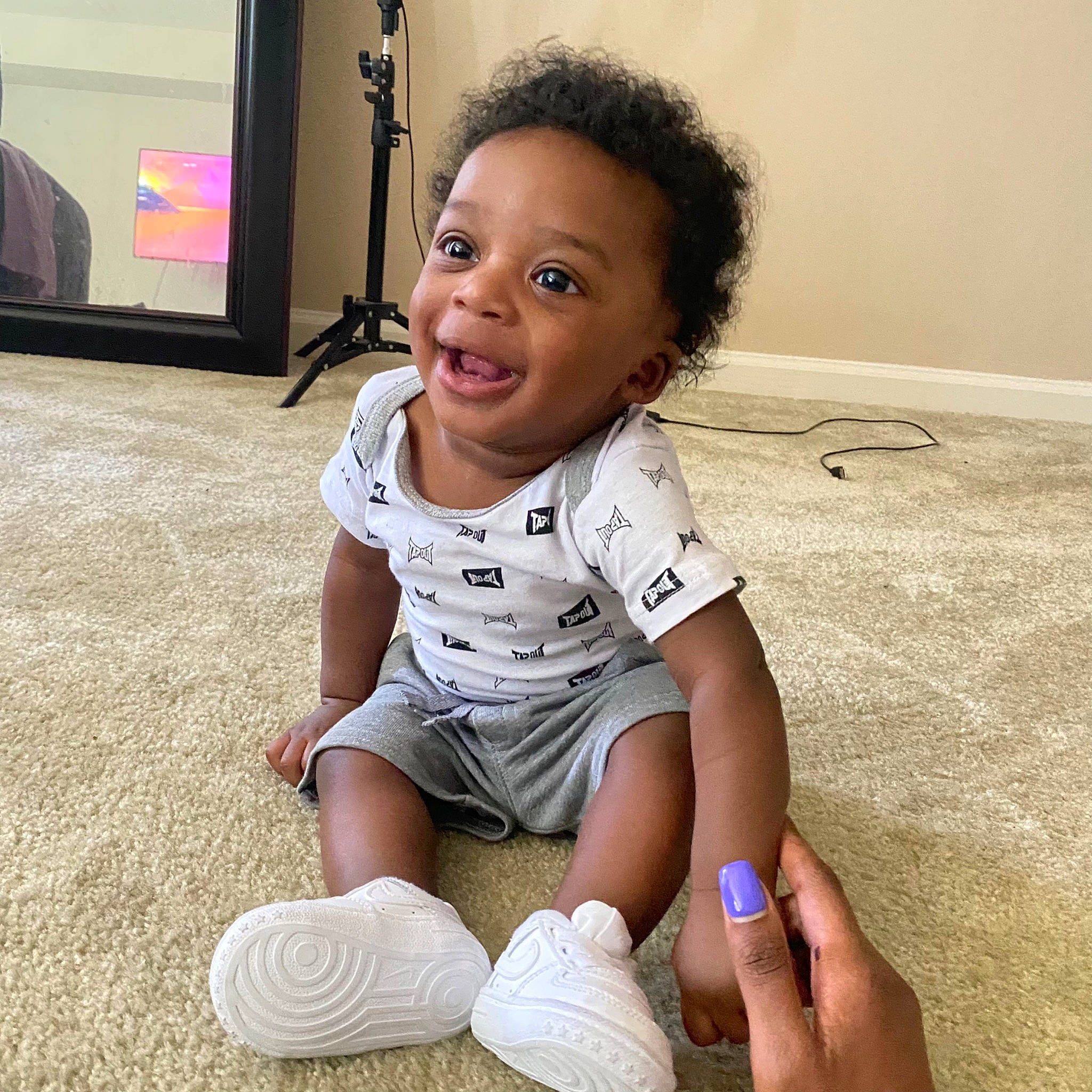 Casey joined the competition — help win amazing prizes! baby_toddler_clothing, cheek, cool, eye, finger, floor, flooring, fun, hair, happy, human_body, joint, knee, organ, person, skin, sleeve, smile, standing, thigh