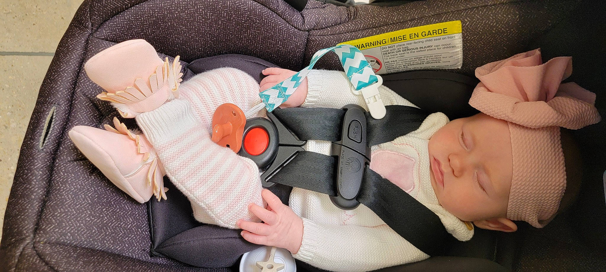 Chloe joined the competition — help win amazing prizes! baby, baby_products, baby_sleeping, baby_toddler_clothing, car_seat, child, comfort, fashion_accessory, finger, gesture, hand, headwear, lap, linens, nail, nap, people, person, product, sitting