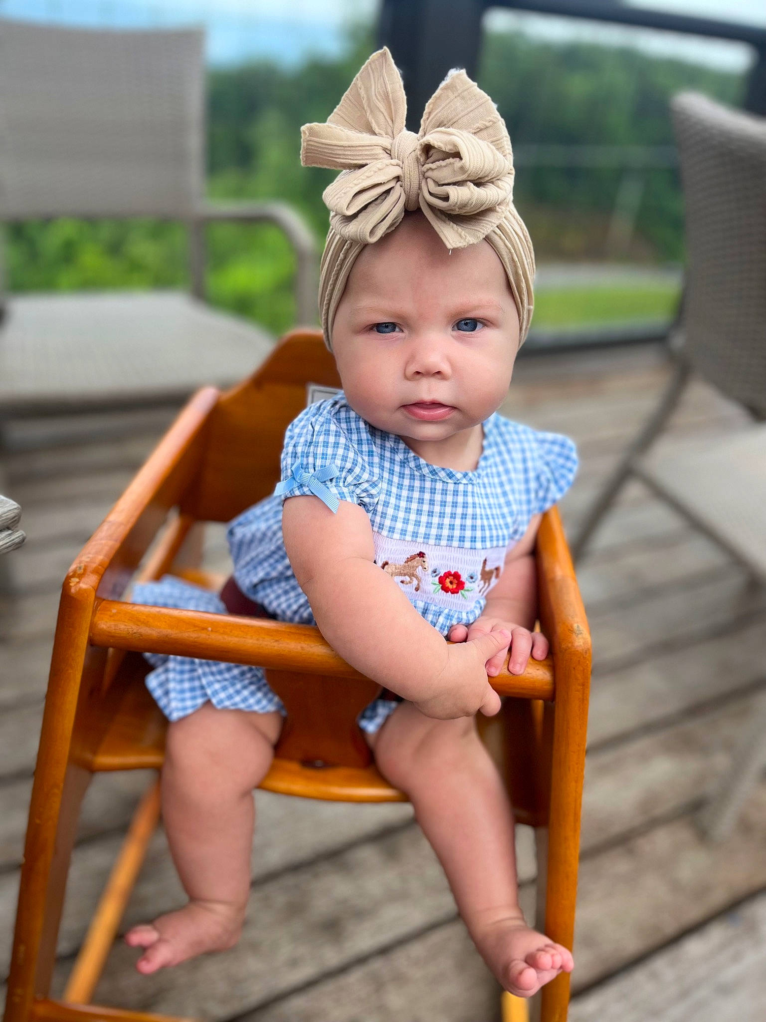 Jaycee is registered to the contest to win money with this photo: baby, baby_toddler_clothing, cap, chair, child, fashion_accessory, grass, happy, hat, headband, headpiece, headwear, jewellery, pattern, peach, person, pink, sitting, skin, sleeve