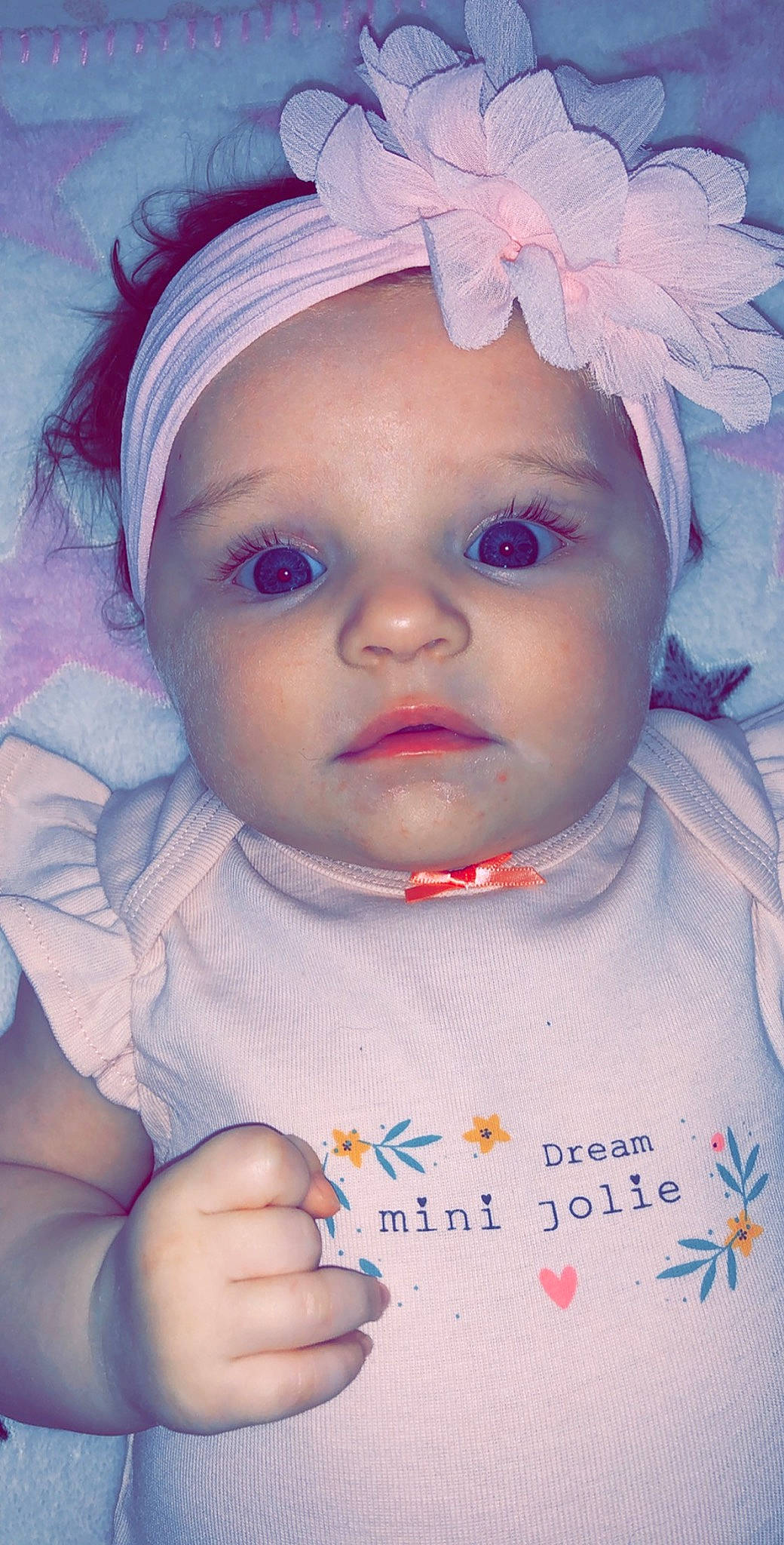 Chelby participe au concours pour gagner de l'argent avec cette photo : baby, cheek, child, doll, eye, eyebrow, eyelash, face, forehead, head, headwear, iris, lilac, lip, mouth, nose, person, pink, purple, skin