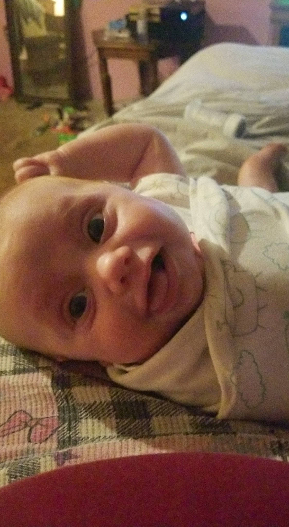 Olivia is registered to the contest to win money with this photo: baby, bedtime, cheek, child, mouth, nose, person, toddler