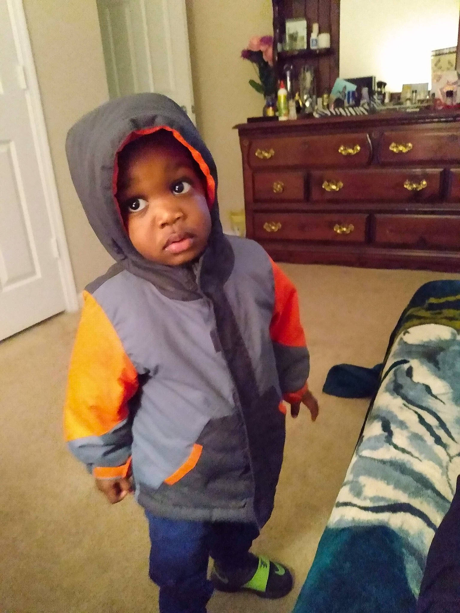 Kooper joined the competition — help win amazing prizes! child, cool, face, fun, head, headwear, outerwear, person, smile, toddler