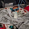 Anthony joined the competition — help win amazing prizes! baby, bottle, blanket, blue_sunglasses, child, cozy, cute, drinking, face, infant, indoor, mammal, milk, person, plush, resting, sitting, soft, wearing, young
