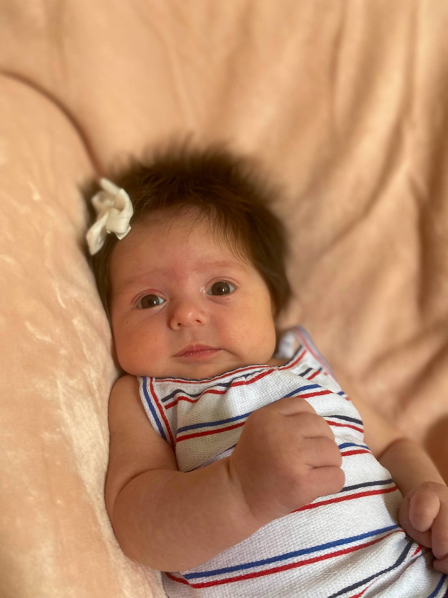 Adelyn joined the competition — help win amazing prizes! arm, baby, baby_toddler_clothing, cheek, comfort, eye, eyebrow, eyelash, finger, hand, head, human_body, iris, lip, neck, nose, person, skin, sleeve, stomach