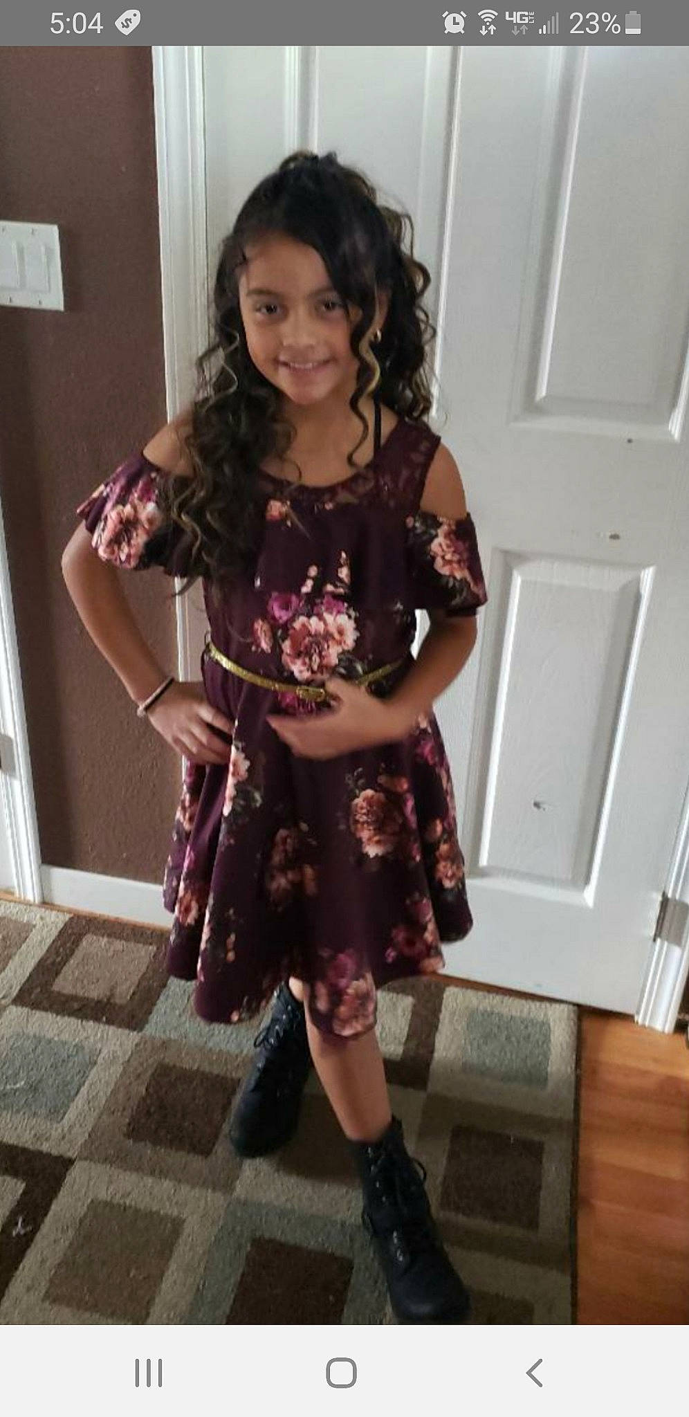 Myiah joined the competition — help win amazing prizes! brown, child, child_model, clothing, costume, dress, fashion_design, fawn, footwear, joy, pattern, person, shoe, sleeve, toddler