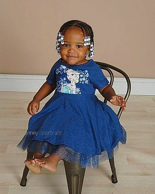 Na'Mya is registered to the contest to win money with this photo: blue, child, costume, dress, electric_blue, girl, gown, hair_accessory, headwear, joy, person, sitting, smile, toddler