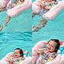 Sanova is registered to the contest to win money with this photo: child, toddler, smiling, pool, water, float, swim_float, pink, curly_hair, splash, happy, summer, outdoor, safety_harness, baby_clothing, cute, fun, playful, vacation, leisure