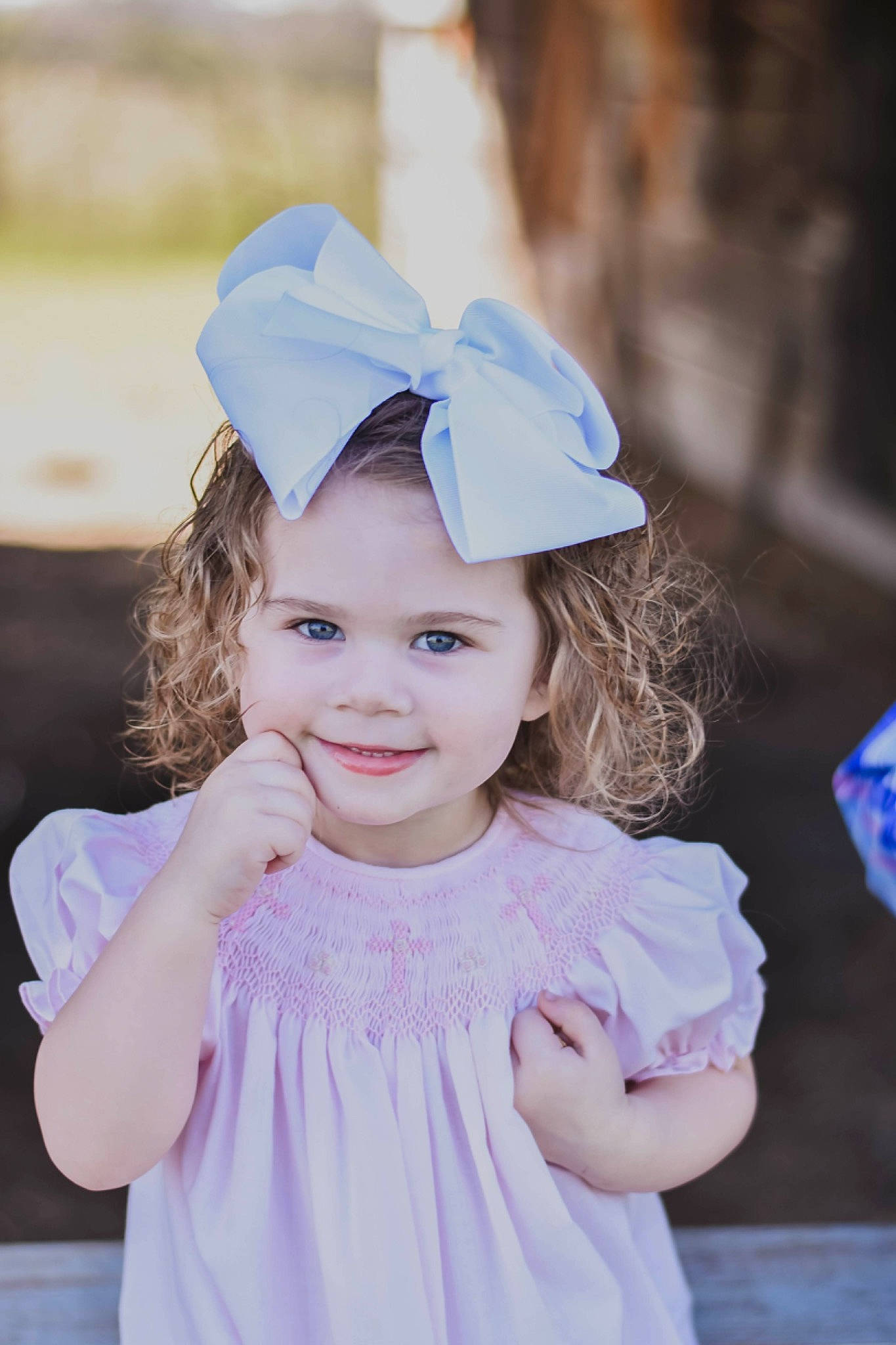 Ainsley joined the competition — help win amazing prizes! blond, blue, cap, child, clothing, dress, electric_blue, face, flash_photography, fun, grass, hairstyle, happy, hat, headgear, headpiece, headwear, joy, person, pink