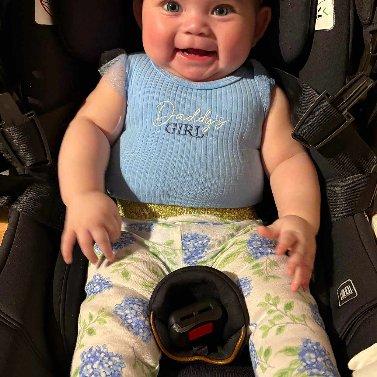Jayella is registered to the contest to win money with this photo: baby, babylaughing, bodypart, bonnet, clothing, cushion, face, finger, hand, happy, hat, head, homedecor, pants, person, photography, portrait, sitting, smile, t_shirt